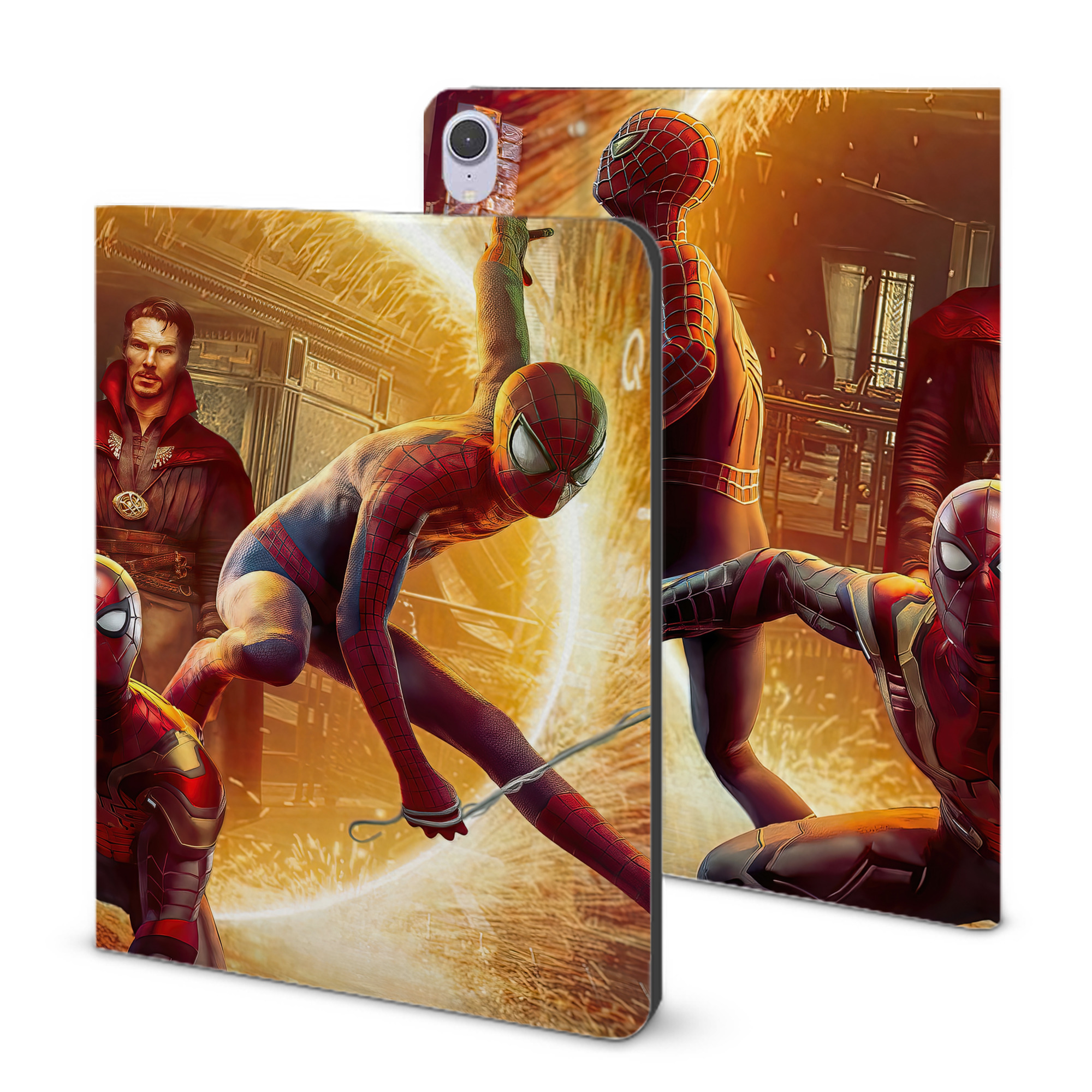 （画像用） Spider Man スパイダーマン IPad ケース ブック型 PUレザー TPU 耐衝撃 軽量 薄型 ペン収納なし 全面保護 IPad 各モデル対応